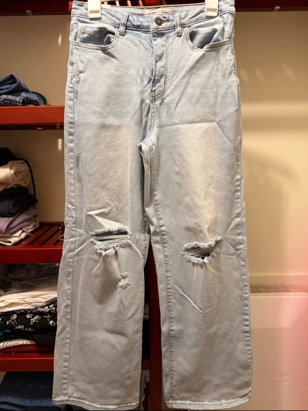 Almost Famous Pale Blue Straight-Leg Ripped Jeans